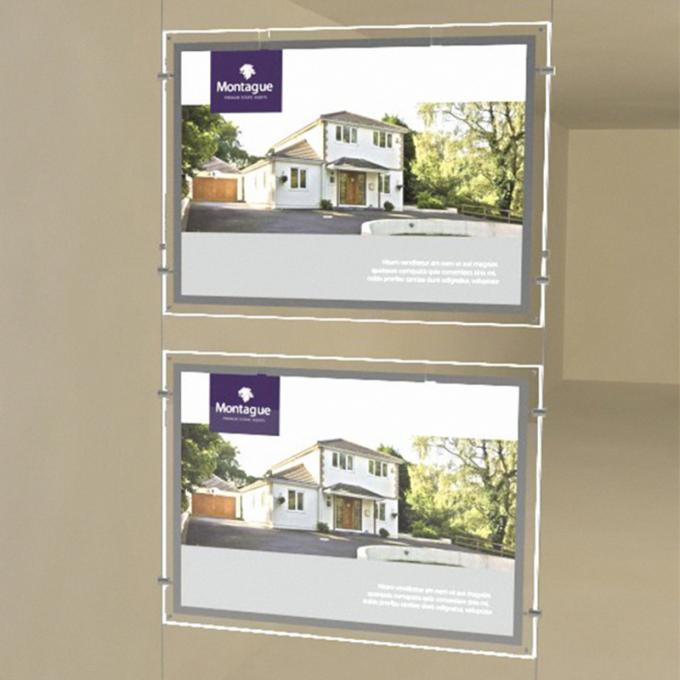 Two Sided Wall Mounted LED Light Window Displays For Estate Agents