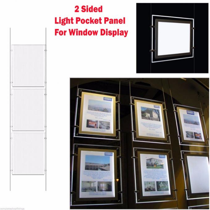 Hanging A4 Crystal LED Light Box Poster Frame Travel Agency Window Displays