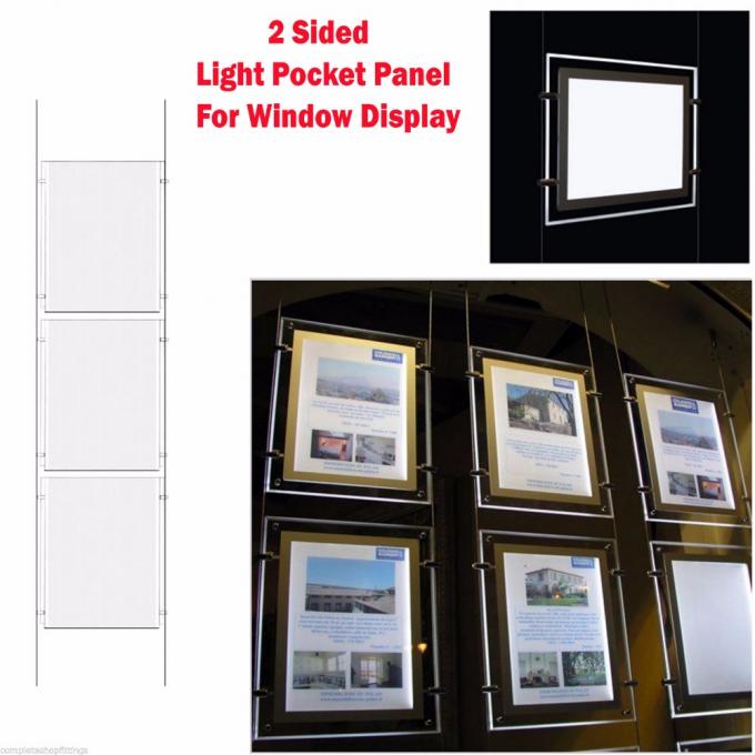 Hanging A4 Crystal Led Light Box Poster Frame Travel Agency Window Displays