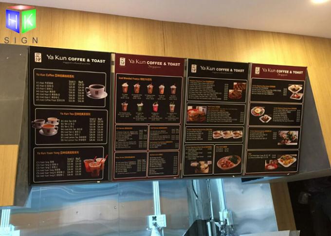 Restaurant Curved Menu Boxes Lighted Menu Board Environmental Protection