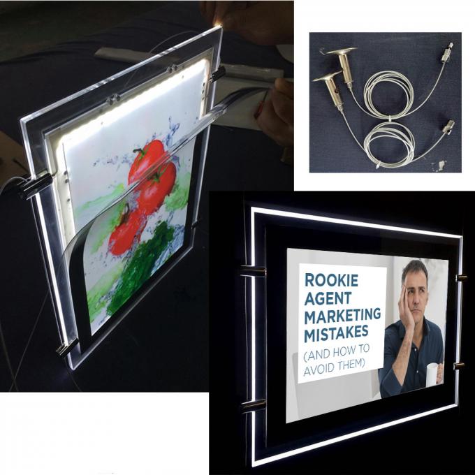 Hanging LED Poster Frame Light Box Double Sided Movie Poster Display Case