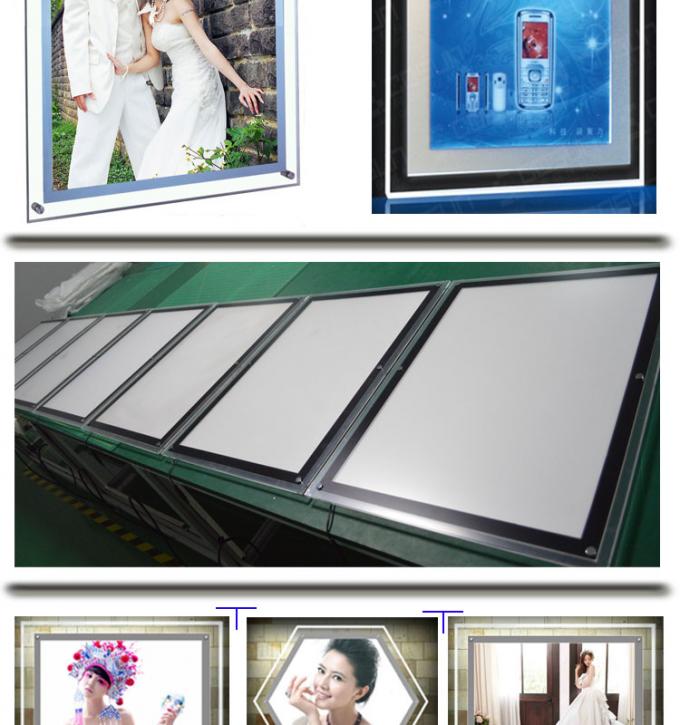 Acrylic indoor Advertising Crystal Led Light Box For Picture Frame Display