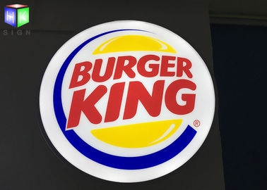 China Burger King Outdoor Lighted Box Signs Backlit , Round Outdoor Lightbox Signs supplier