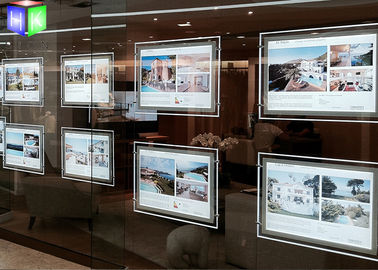 China Ultra Slim Poster Frame Light Box Acrylic LED Window Displays For Estate Agents supplier
